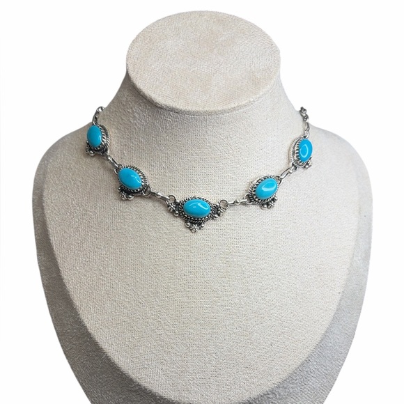 The Charlotte - Kingman Turquoise Choker Necklace - 925 silver - handmade - Picture 2 of 5